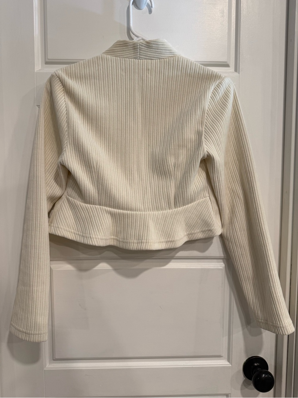 Belle Poque Ivory Ribbed Knit Open Front Cropped Bolero Shrug Cardigan Small - Picture 4 of 4